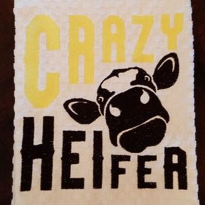 Crazy Heifer kitchen hand towel